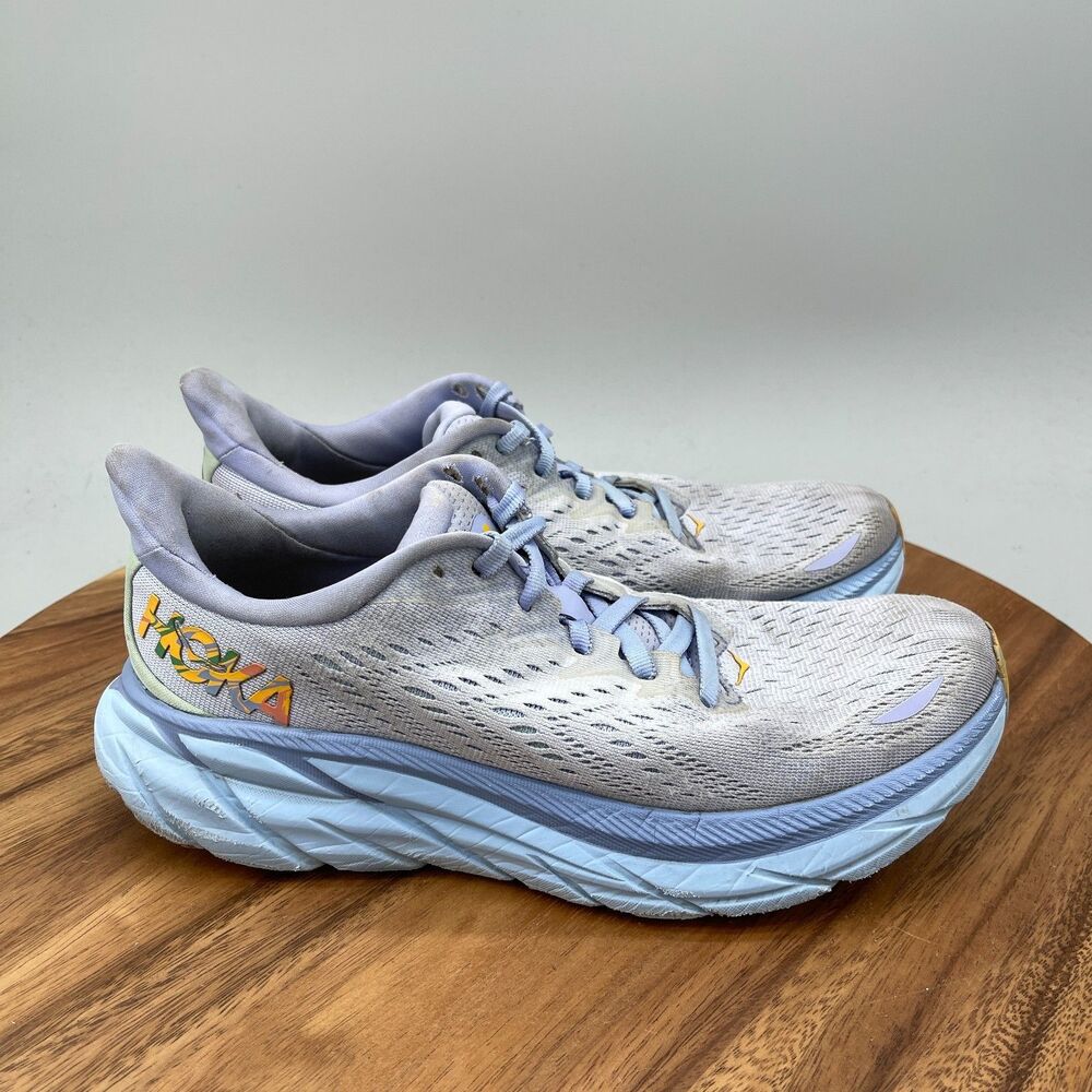 Hoka One One Clifton 8 Shoes Womens Size 8 B Blue Running Comfort Walking Gym